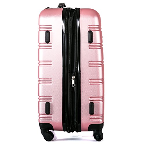 Flieks Hartschalen Handgepäck Reisekoffer Trolley Koffer mit 4 Rollen und Zahlenschloss, XL-L-M(L, Pink) - 6