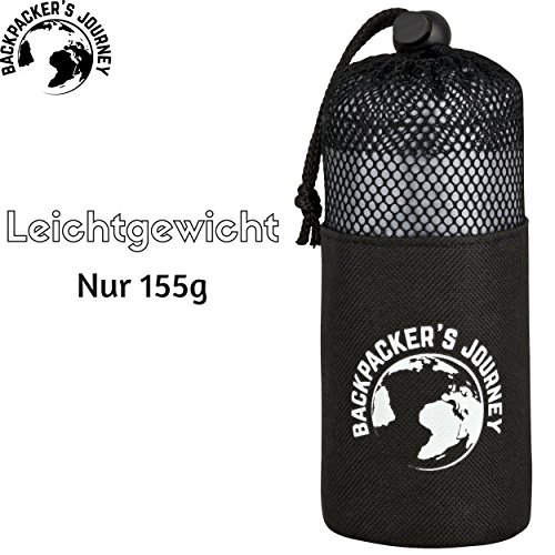 Backpacker’s Journey ultrakleiner und ultraleichter (155g) Reiseschlafsack, Hüttenschlafsack leicht, dünn, Inlett aus Mikrofaser. Ideal für Backpacking, Hostels und Hütten (grau) - 2