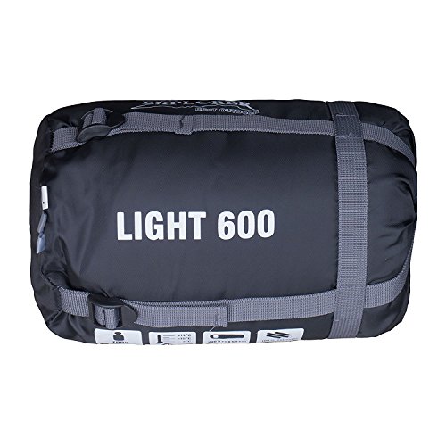 Explorer LIGHT 600 Schlafsack ultraleicht klein warm 210 x 75 cm Mumienschlafsack Hüttenschlafsack -2°C Outdoor Camping Kapuze Wandern Sommerschlafsack Kompressionspacksack - 3