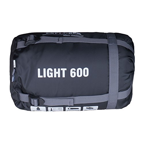 Explorer LIGHT 600 Schlafsack ultraleicht klein warm 210 x 75 cm Mumienschlafsack Hüttenschlafsack -2°C Outdoor Camping Kapuze Wandern Sommerschlafsack Kompressionspacksack - 8